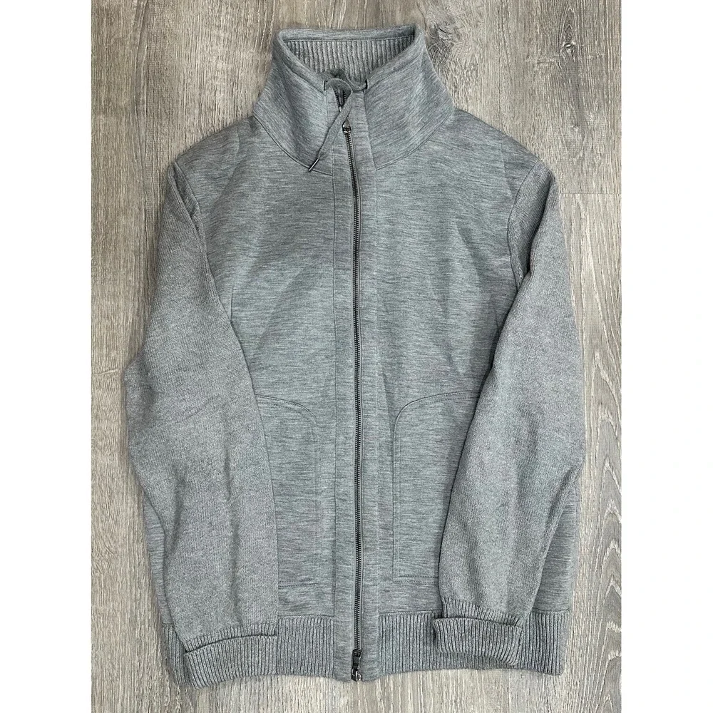 Banana Republic Sweater Mens Large Gray Cardigan Collared Heavy Full Zip Sweater